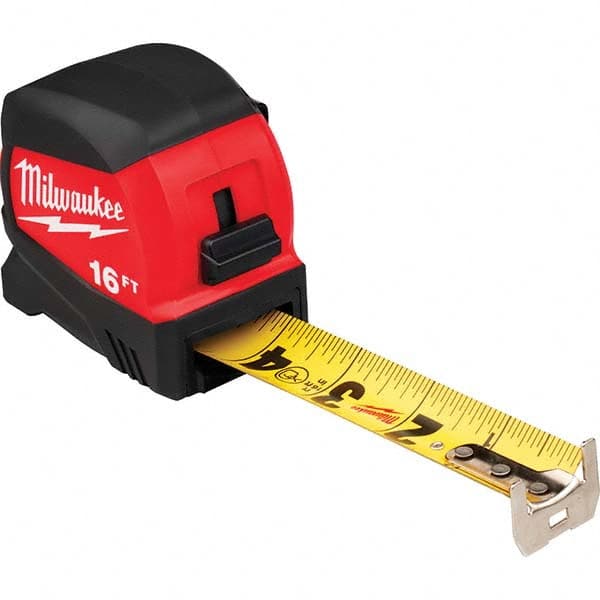 Milwaukee Tool - 16' x 1-3/16" Yellow/Black Blade Tape Measure - Exact Tool & Supply