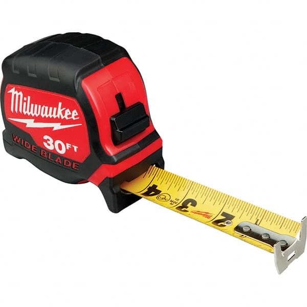 Milwaukee Tool - 30' x 1-5/16" Yellow/Black Blade Tape Measure - Exact Tool & Supply