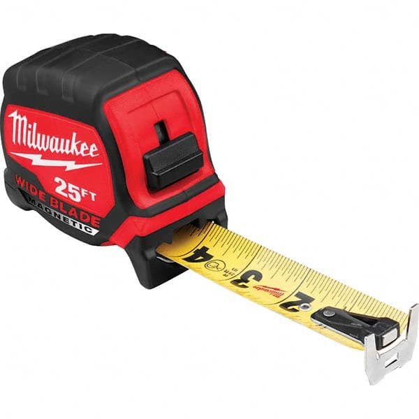 Milwaukee Tool - 25' x 1-5/16" Yellow/Black Blade Tape Measure - Exact Tool & Supply