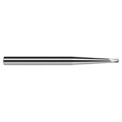 3/32″ Dia. × 3/16″ Shank × 0.074″ DOC × 2″ OAL, Carbide Uncoated, 2 Flute, Ballnose End Mill - Exact Tool & Supply