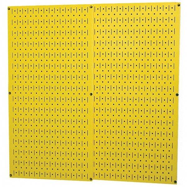 Wall Control - 32" Wide x 32" High Peg Board Storage Board - 2 Panels, Metal, Yellow - Exact Tool & Supply