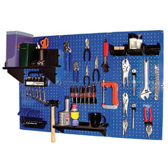 Wall Control - 48" Wide x 32" High Peg Board Kit - 3 Panels, Metal, Blue/Black - Exact Tool & Supply