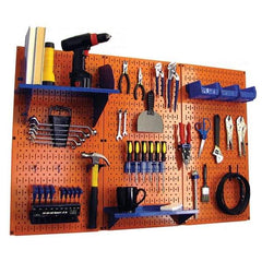 Wall Control - 48" Wide x 32" High Peg Board Kit - 3 Panels, Metal, Orange/Blue - Exact Tool & Supply