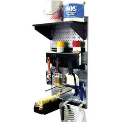 Wall Control - 16" Wide x 32" High Peg Board Kit - 1 Panels, Galvanized Steel, Galvanized/Black - Exact Tool & Supply