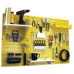Wall Control - 48" Wide x 32" High Peg Board Kit - 3 Panels, Metal, Yellow/White - Exact Tool & Supply