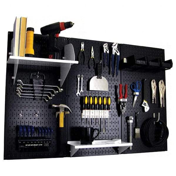 Wall Control - 48" Wide x 32" High Peg Board Kit - 3 Panels, Metal, Black/White - Exact Tool & Supply