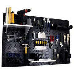 Wall Control - 48" Wide x 32" High Peg Board Kit - 3 Panels, Metal, Black/White - Exact Tool & Supply