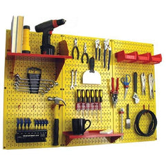 Wall Control - 48" Wide x 32" High Peg Board Kit - 3 Panels, Metal, Yellow/Red - Exact Tool & Supply