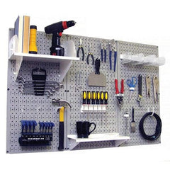 Wall Control - 48" Wide x 32" High Peg Board Kit - 3 Panels, Metal, Gray/White - Exact Tool & Supply