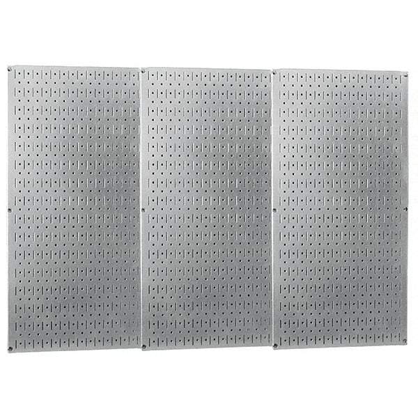 Wall Control - 48" Wide x 32" High Peg Board Storage Board - 3 Panels, Galvanized Steel, Metallic - Exact Tool & Supply