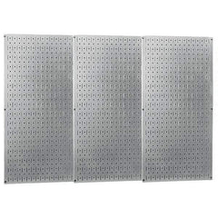 Wall Control - 48" Wide x 32" High Peg Board Storage Board - 3 Panels, Galvanized Steel, Metallic - Exact Tool & Supply