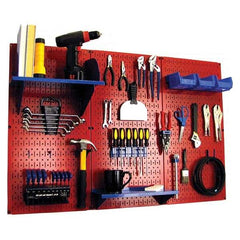 Wall Control - 48" Wide x 32" High Peg Board Kit - 3 Panels, Metal, Red/Blue - Exact Tool & Supply