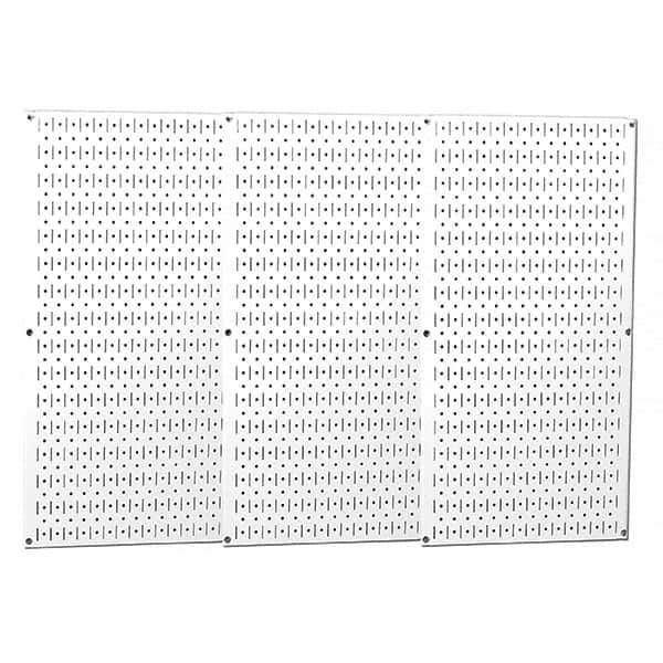 Wall Control - 48" Wide x 32" High Peg Board Storage Board - 3 Panels, Metal, White - Exact Tool & Supply