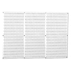 Wall Control - 48" Wide x 32" High Peg Board Storage Board - 3 Panels, Metal, White - Exact Tool & Supply