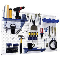 Wall Control - 48" Wide x 32" High Peg Board Kit - 3 Panels, Metal, White/Blue - Exact Tool & Supply