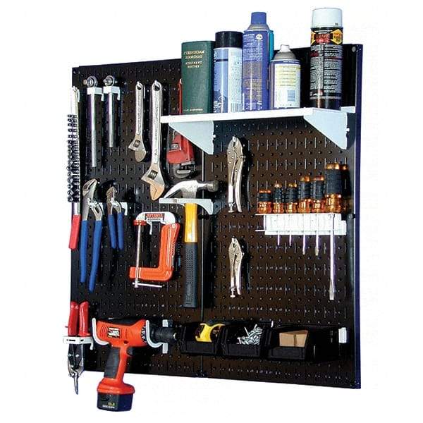 Wall Control - 32" Wide x 32" High Peg Board Kit - 2 Panels, Metal, Black/White - Exact Tool & Supply
