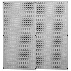 Wall Control - 32" Wide x 32" High Peg Board Storage Board - 2 Panels, Metal, Gray - Exact Tool & Supply