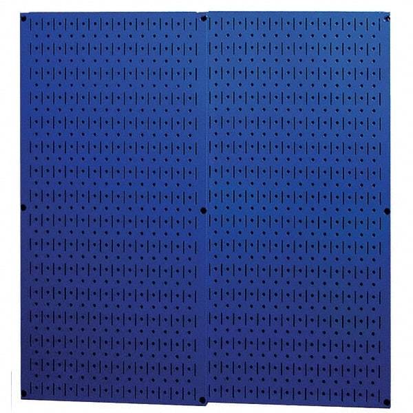 Wall Control - 32" Wide x 32" High Peg Board Storage Board - 2 Panels, Metal, Blue - Exact Tool & Supply