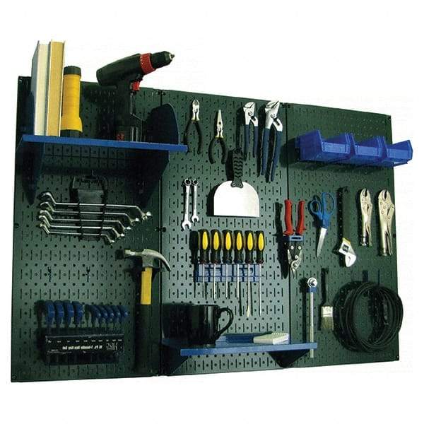 Wall Control - 48" Wide x 32" High Peg Board Kit - 3 Panels, Metal, Green/Blue - Exact Tool & Supply