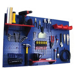 Wall Control - 48" Wide x 32" High Peg Board Kit - 3 Panels, Metal, Blue/Red - Exact Tool & Supply