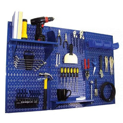 Wall Control - 48" Wide x 32" High Peg Board Kit - 3 Panels, Metal, Blue - Exact Tool & Supply