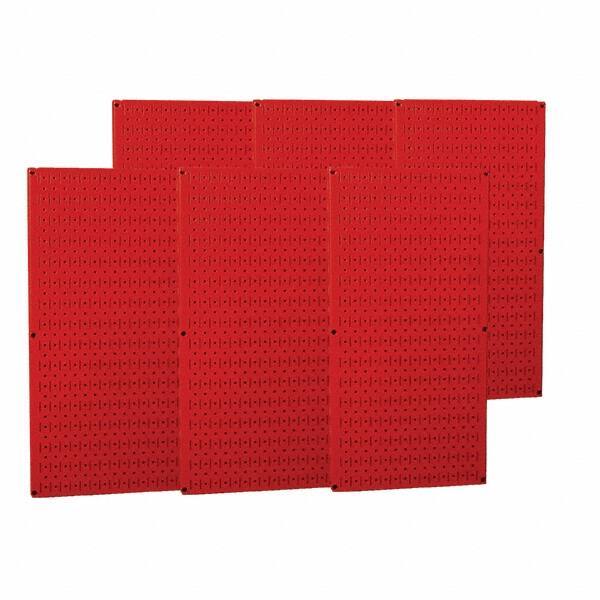 Wall Control - 96" Wide x 32" High Peg Board Storage Board - 6 Panels, Metal, Red - Exact Tool & Supply