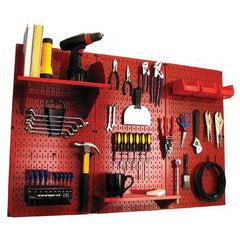 Wall Control - 48" Wide x 32" High Peg Board Kit - 3 Panels, Metal, Red - Exact Tool & Supply
