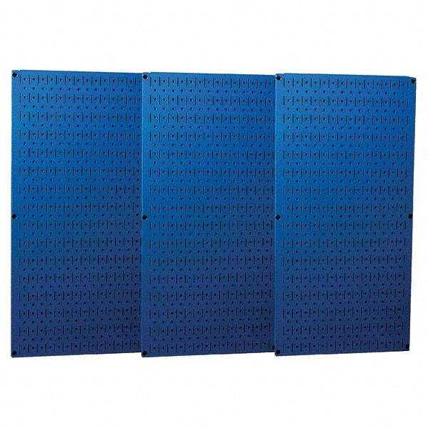 Wall Control - 48" Wide x 32" High Peg Board Storage Board - 3 Panels, Metal, Blue - Exact Tool & Supply