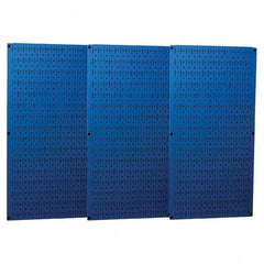 Wall Control - 48" Wide x 32" High Peg Board Storage Board - 3 Panels, Metal, Blue - Exact Tool & Supply