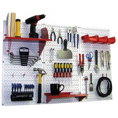Wall Control - 48" Wide x 32" High Peg Board Kit - 3 Panels, Metal, White/Red - Exact Tool & Supply