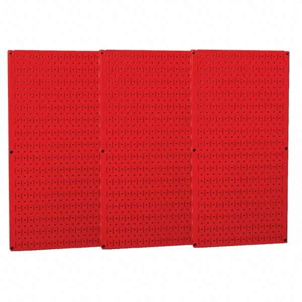 Wall Control - 48" Wide x 32" High Peg Board Storage Board - 3 Panels, Metal, Red - Exact Tool & Supply