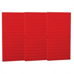 Wall Control - 48" Wide x 32" High Peg Board Storage Board - 3 Panels, Metal, Red - Exact Tool & Supply