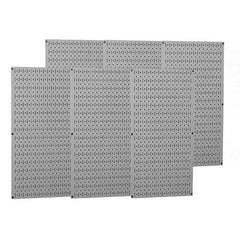 Wall Control - 96" Wide x 32" High Peg Board Storage Board - 6 Panels, Metal, Gray - Exact Tool & Supply