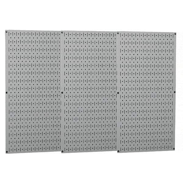 Wall Control - 48" Wide x 32" High Peg Board Storage Board - 3 Panels, Metal, Gray - Exact Tool & Supply