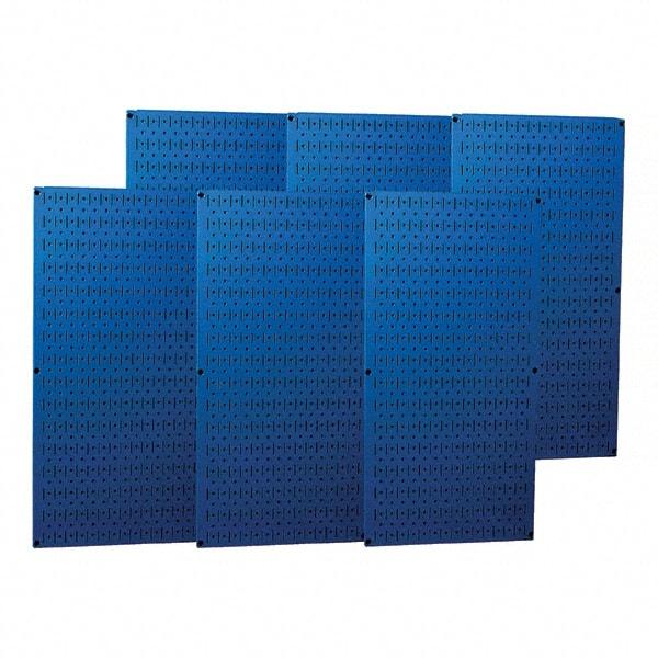 Wall Control - 96" Wide x 32" High Peg Board Storage Board - 6 Panels, Metal, Blue - Exact Tool & Supply