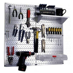 Wall Control - 32" Wide x 32" High Peg Board Kit - 2 Panels, Galvanized Steel, Galvanized/White - Exact Tool & Supply
