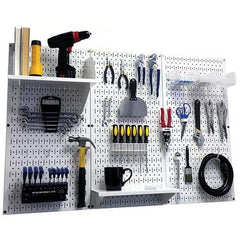 Wall Control - 48" Wide x 32" High Peg Board Kit - 3 Panels, Metal, White - Exact Tool & Supply
