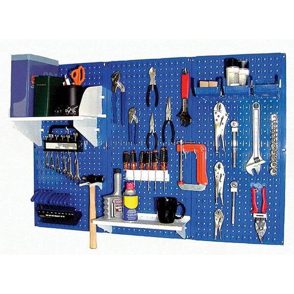 Wall Control - 48" Wide x 32" High Peg Board Kit - 3 Panels, Metal, Blue/White - Exact Tool & Supply