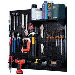 Wall Control - 32" Wide x 32" High Peg Board Kit - 2 Panels, Metal, Black - Exact Tool & Supply