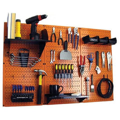 Wall Control - 48" Wide x 32" High Peg Board Kit - 3 Panels, Metal, Orange/Black - Exact Tool & Supply
