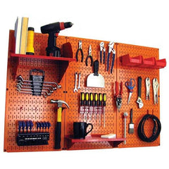 Wall Control - 48" Wide x 32" High Peg Board Kit - 3 Panels, Metal, Orange/Red - Exact Tool & Supply