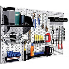 Wall Control - 48" Wide x 32" High Peg Board Kit - 3 Panels, Metal, White/Black - Exact Tool & Supply