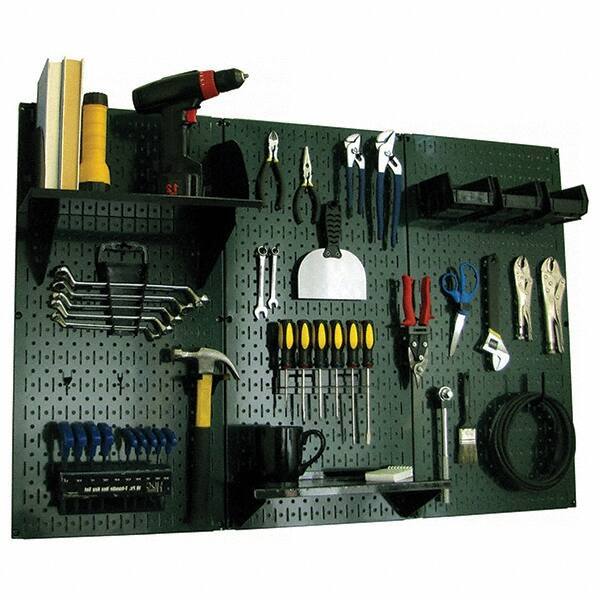 Wall Control - 48" Wide x 32" High Peg Board Kit - 3 Panels, Metal, Green/Black - Exact Tool & Supply