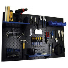 Wall Control - 48" Wide x 32" High Peg Board Kit - 3 Panels, Metal, Black/Blue - Exact Tool & Supply