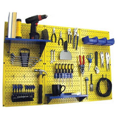 Wall Control - 48" Wide x 32" High Peg Board Kit - 3 Panels, Metal, Yellow/Blue - Exact Tool & Supply