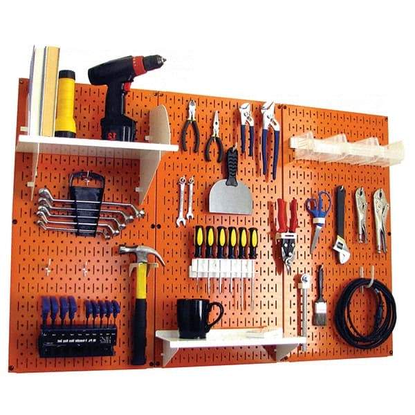 Wall Control - 48" Wide x 32" High Peg Board Kit - 3 Panels, Metal, Orange/White - Exact Tool & Supply