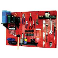 Wall Control - 48" Wide x 32" High Peg Board Kit - 3 Panels, Metal, Red/Black - Exact Tool & Supply