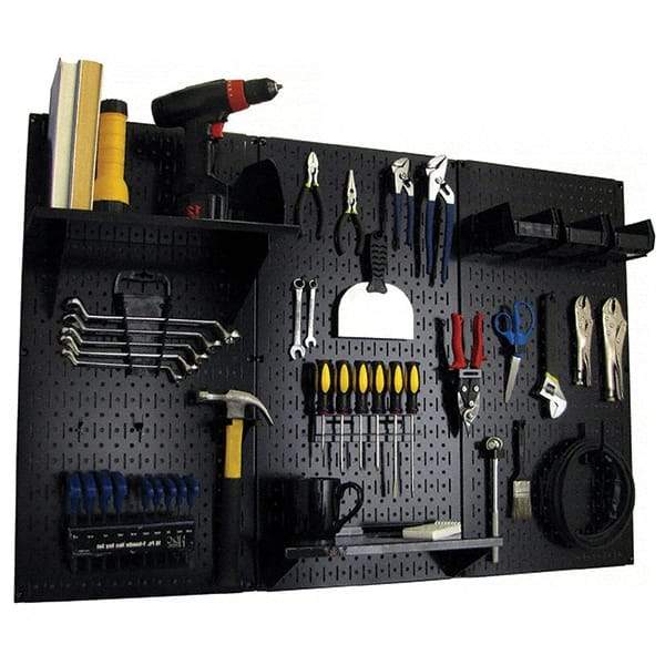 Wall Control - 48" Wide x 32" High Peg Board Kit - 3 Panels, Metal, Black - Exact Tool & Supply