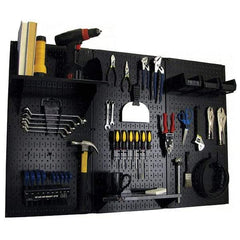 Wall Control - 48" Wide x 32" High Peg Board Kit - 3 Panels, Metal, Black - Exact Tool & Supply