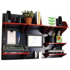 Wall Control - 48" Wide x 32" High Industrial Steel Tool Board System - 3 Panels, Metal, Black/Red - Exact Tool & Supply